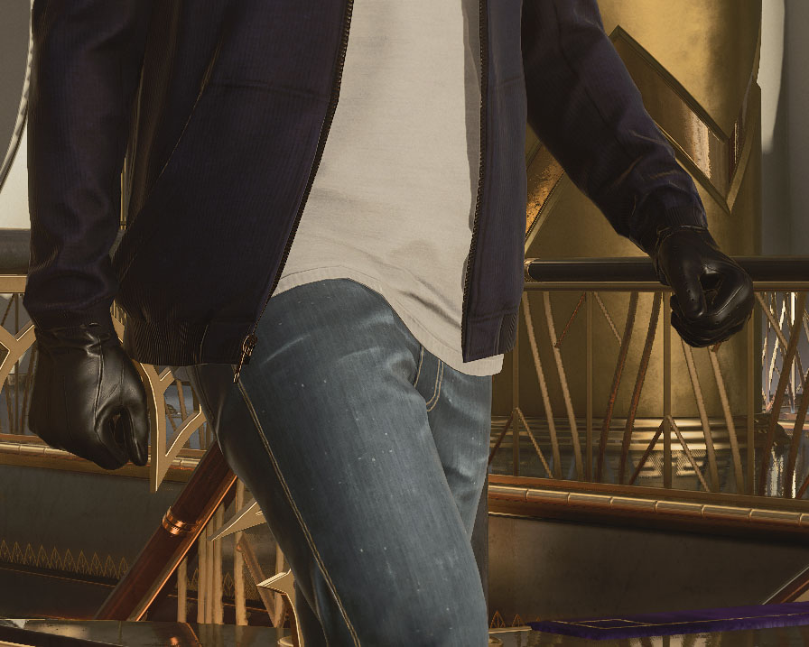 47 wearing his leather gloves.