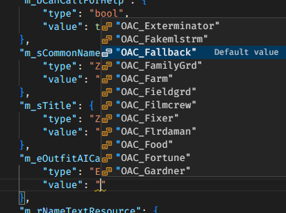 Intellisense for the OAC.