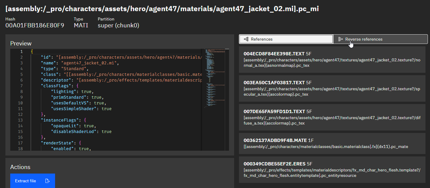 The jacket&#39;s material instance open.